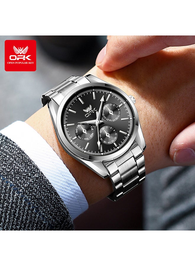 OPK Watches, Fashionable and Casual Men's Watch, Luminous Waterproof Quartz Watch, Men's Watch, 6024, Black Dial - Image 1