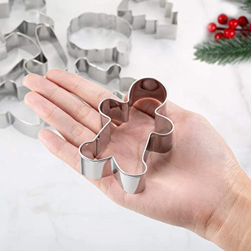 Q-BAKER Christmas Cookie Cutters, 8Pcs Winter Holiday Cookie Cutter Set, Stainless Steel Metal Cutter with Gingerbread Men,Christmas Tree,Snowflake, Candy Cane, Angel, Santa Face,Stocking,Mitten - Image 2