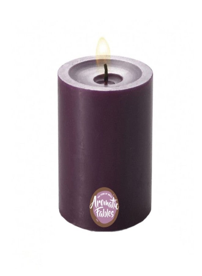 FIRSTROW First Row Aromatic Fables Charley Scented Purple Color Pillar Wax Candles with Fiber Tray Stand |Size: 4x3x2 Inch, Set of 3 - Image 3