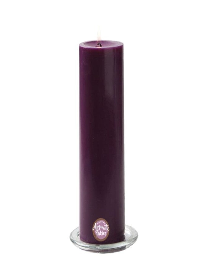 FIRSTROW First Row Aromatic Fables Charley Scented Purple Color Pillar Wax Candles with Fiber Tray Stand |Size: 4x3x2 Inch, Set of 3 - Image 5