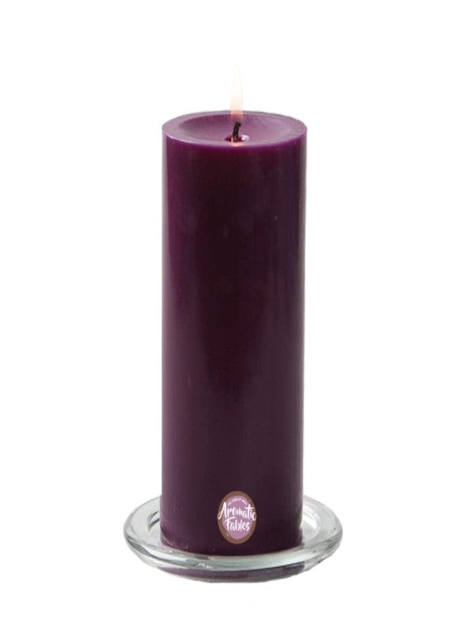 FIRSTROW First Row Aromatic Fables Charley Scented Purple Color Pillar Wax Candles with Fiber Tray Stand |Size: 4x3x2 Inch, Set of 3 - Image 4