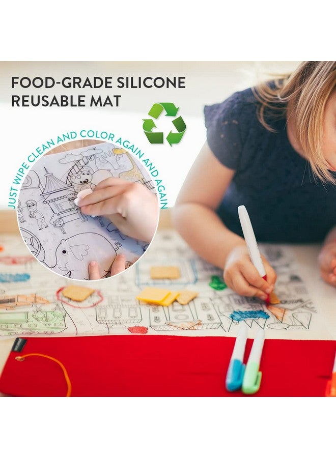 Prince Lionheart Prince Lionheart Reusable Silicone Placemat & Dry Erase Markers, Dino  - Image 2