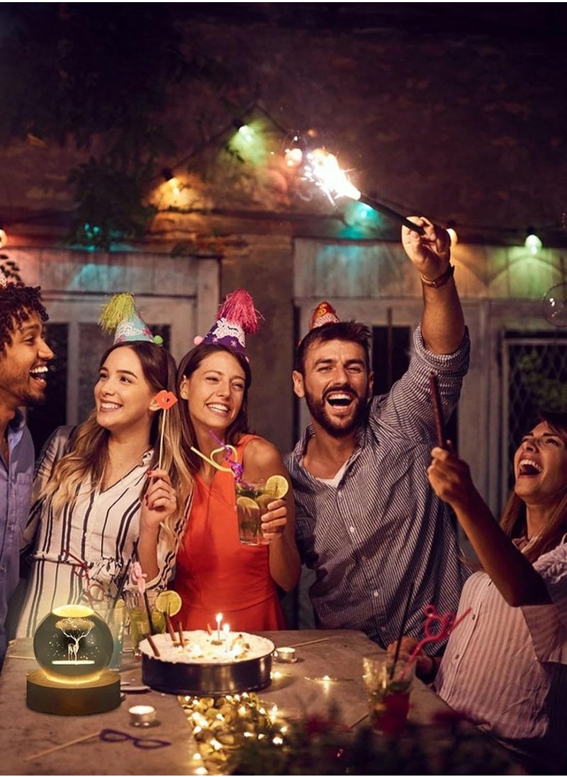 ماركة غير محددة مصباح ليلي على شكل كرة بلورية ثلاثية الأبعاد، مصباح طاولة كروي بقاعدة خشبية، مصابيح ضوء القمر للأطفال، ديكور غرفة مبتكر، مصباح ليلي على شكل كرة بلورية، مصباح قمري ثلاثي الأبعاد مع حامل خشبي، مصباح ل  - Image 4