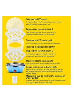 Generic 350W Electric Rapid Egg Cooker / Boiler for Easy-To-Peel Soft, Medium or Hard Boiled Eggs, Double Layer x 7 Egg Capacity with Auto Shut Off Feature - Blue  - Image 4