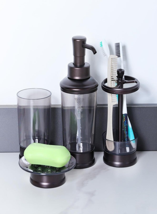 CHBJDAN زجاجات موزع صابون بتصميم كلاسيكي، زجاجات بمضخة قابلة لإعادة التعبئة سعة 16 أونصة (عبوتان)، لون برونزي مع برطمان شفاف، موزع صابون عتيق للحمام أو المطبخ للوشن والشامبو والبلسم (برونزي - قطعتان) - Image 3