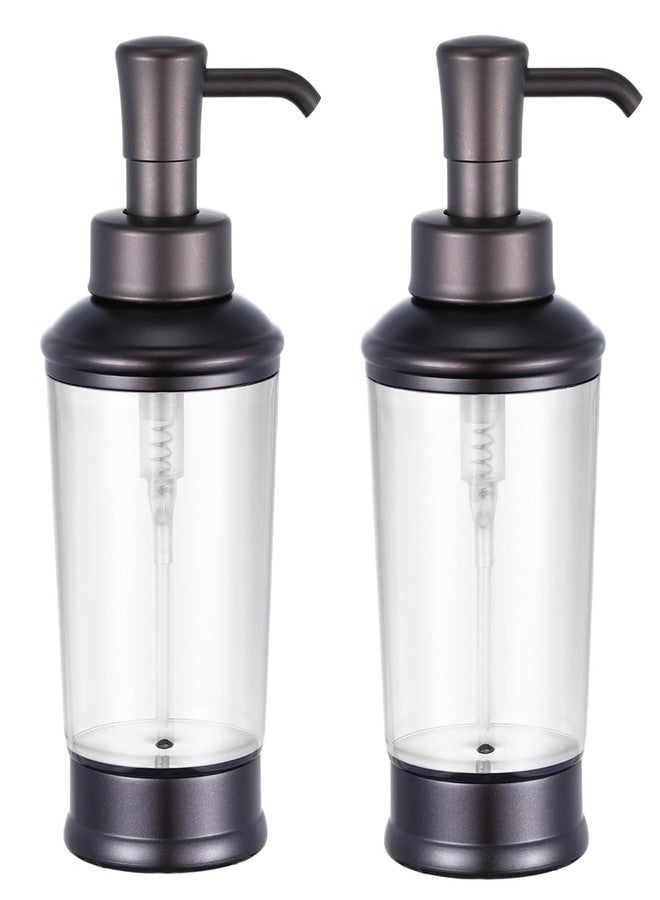 CHBJDAN زجاجات موزع صابون بتصميم كلاسيكي، زجاجات بمضخة قابلة لإعادة التعبئة سعة 16 أونصة (عبوتان)، لون برونزي مع برطمان شفاف، موزع صابون عتيق للحمام أو المطبخ للوشن والشامبو والبلسم (برونزي - قطعتان) - Image 1
