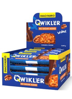 Snaq Fabriq Qwikler Bar Walnut with Caramel and Raisins No Sugar Added 12x40g  - Image 1