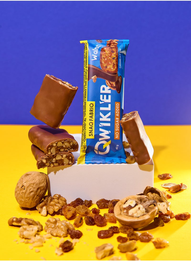 Snaq Fabriq - Qwikler Bar Walnut with Caramel and Raisins No Sugar Added 12x40g - Image 1