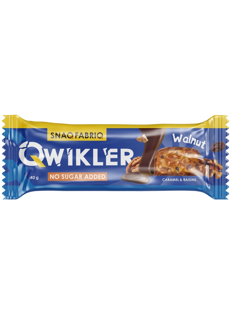 Snaq Fabriq - Qwikler Bar Walnut with Caramel and Raisins No Sugar Added 12x40g - Image 1