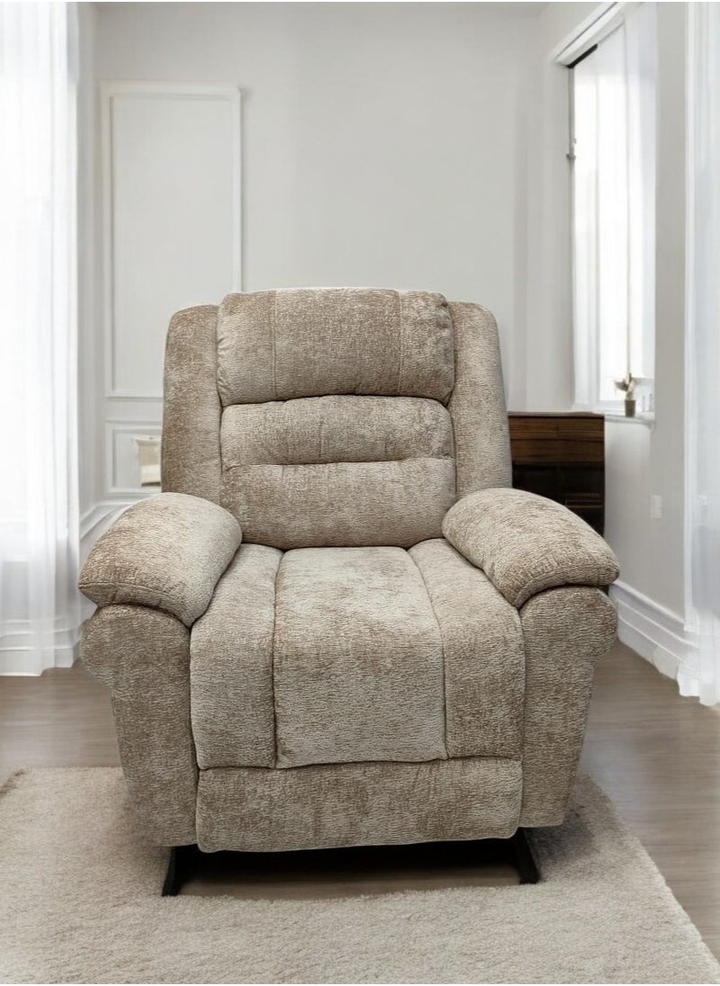 Multi Home Furniture Plush Manual Recliner Chair with Adjustable Backrest and Footrest MH-1804 BEIGE  - Image 1