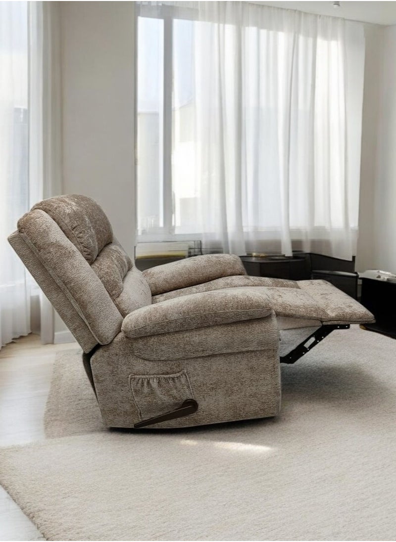 Multi Home Furniture Plush Manual Recliner Chair with Adjustable Backrest and Footrest MH-1804 BEIGE  - Image 2