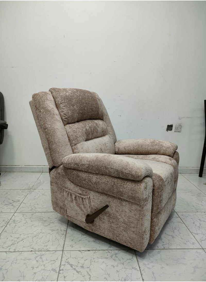 Multi Home Furniture Plush Manual Recliner Chair with Adjustable Backrest and Footrest MH-1804 BEIGE  - Image 4