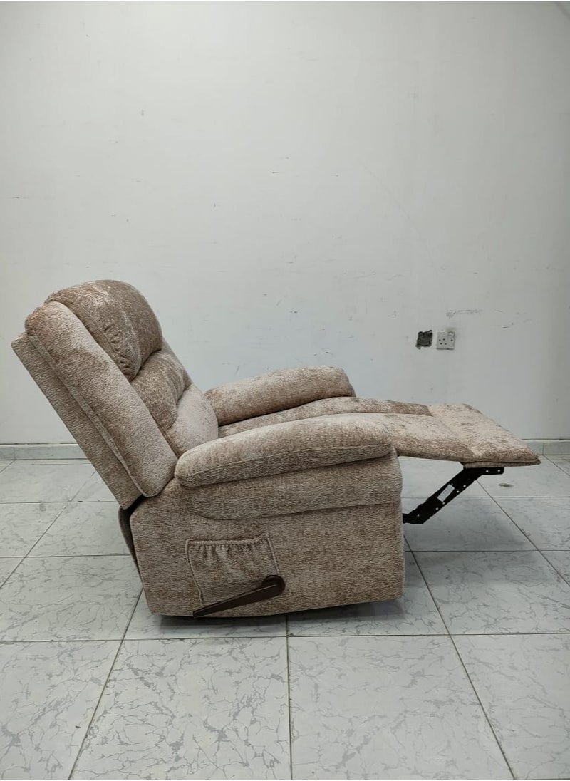 Multi Home Furniture Plush Manual Recliner Chair with Adjustable Backrest and Footrest MH-1804 BEIGE  - Image 5