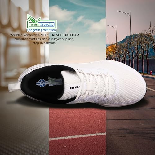 Nivia Hawks 2.0 Running Shoes for Men, Lightweight Breathable Mesh Upper, Duofoam Cushioning, Flexible Rubber Outsole for Comfort & Grip, Ideal for Running, Training & Gym (White, UK07) - Image 5