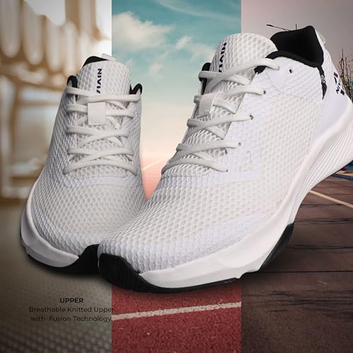 Nivia Hawks 2.0 Running Shoes for Men, Lightweight Breathable Mesh Upper, Duofoam Cushioning, Flexible Rubber Outsole for Comfort & Grip, Ideal for Running, Training & Gym (White, UK07) - Image 2