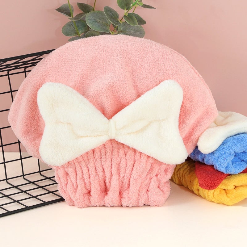 Generic Thick Absorbent Quick-Dry Hair Towel Wrap Pink 