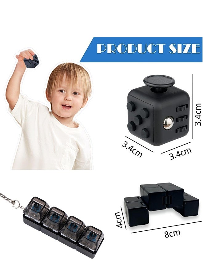 BEBLOSSOM 3-piece fidget toy set – fidget cube, sensory toy, infinity cube and spinner, stress relief and anxiety relief finger toys for kids and adults, portable desk toys and office gift (black) - Image 2