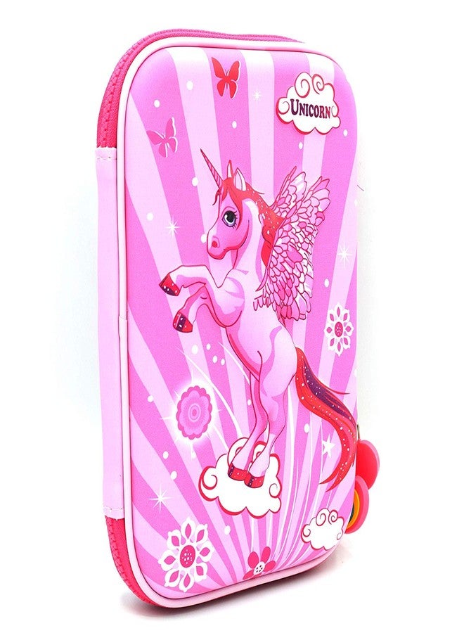 Trusmile™ Premium & Stylish Printed Large Capacity Unicorn Hardtop EVA Pencil Case Organizer for School/ Kids/ Girls/ Women| Multipurpose Pen Holder Pouch (Unicorn Pink Angel) - Image 2