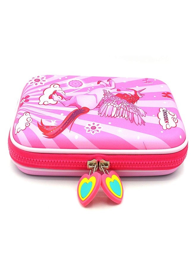 Trusmile™ Premium & Stylish Printed Large Capacity Unicorn Hardtop EVA Pencil Case Organizer for School/ Kids/ Girls/ Women| Multipurpose Pen Holder Pouch (Unicorn Pink Angel) - Image 3