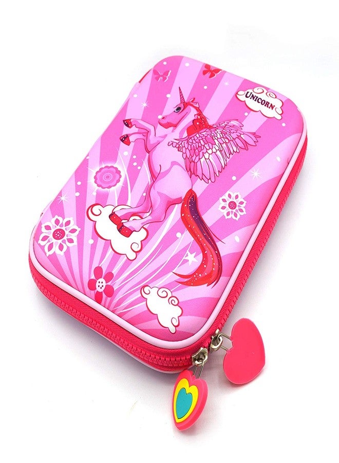Trusmile™ Premium & Stylish Printed Large Capacity Unicorn Hardtop EVA Pencil Case Organizer for School/ Kids/ Girls/ Women| Multipurpose Pen Holder Pouch (Unicorn Pink Angel) - Image 1