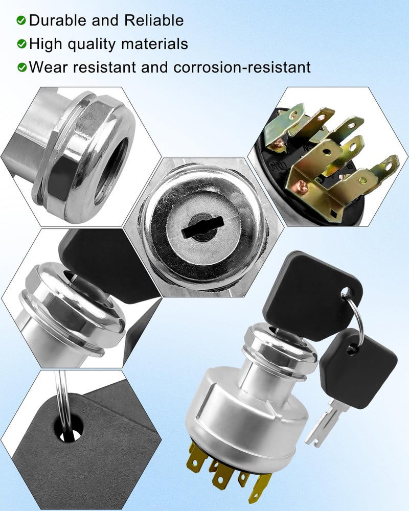 QLZOZB Ignition Starter Switch Replace 4292483 2782017 Compatible with POLLAK 31-297 Clark Forklifts, Starter Ignition Switch Assembly with 2 Keys - Image 5