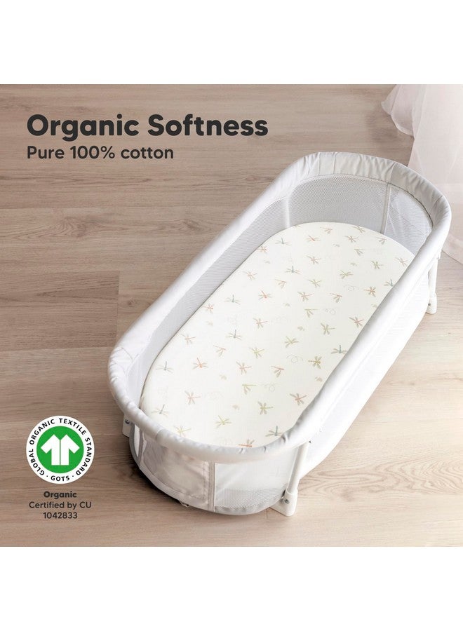 كيابيبيز طقم من قطعتين من ملاءات سرير الأطفال العضوية للبنات والأولاد - ملاءات مرتبة سرير أطفال مصنوعة من القطن بنسبة 100% متوافقة مع سرير الأطفال هالو باسينست الدوار، جراكو، بيبي ديلايت، تشيكو، ملاءات سرير أطفال ملائمة للجنسين (ميدو) - Image 1