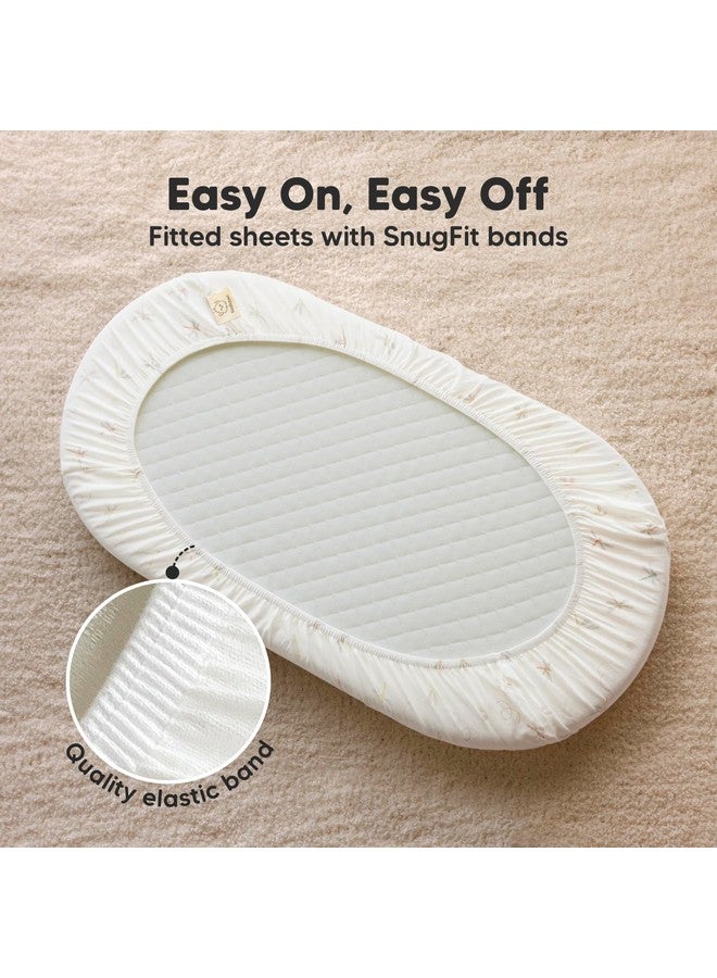 كيابيبيز طقم من قطعتين من ملاءات سرير الأطفال العضوية للبنات والأولاد - ملاءات مرتبة سرير أطفال مصنوعة من القطن بنسبة 100% متوافقة مع سرير الأطفال هالو باسينست الدوار، جراكو، بيبي ديلايت، تشيكو، ملاءات سرير أطفال ملائمة للجنسين (ميدو) - Image 4