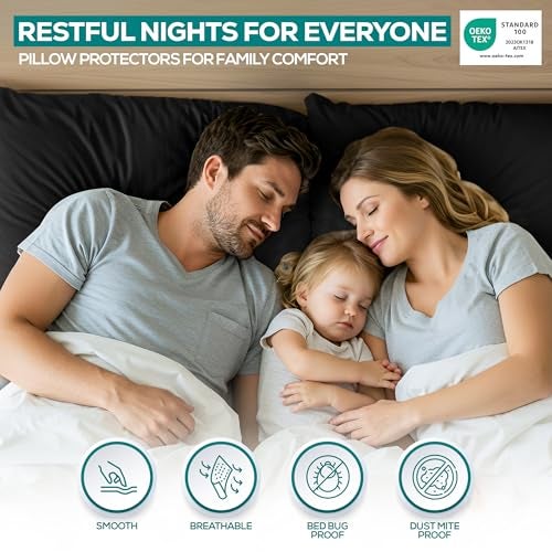 Utopia Bedding Waterproof Pillow Protectors Zippered Queen Size (2 Pack, Black), Zippered Pillowcases, Bed Bug Proof Pillow Encasement Covers 20 x 28 Inches - Image 5