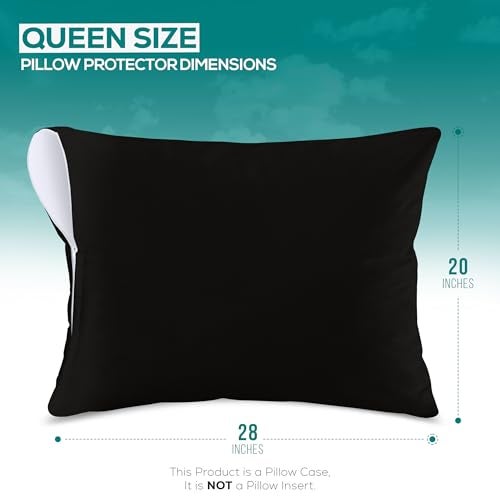 Utopia Bedding Waterproof Pillow Protectors Zippered Queen Size (2 Pack, Black), Zippered Pillowcases, Bed Bug Proof Pillow Encasement Covers 20 x 28 Inches - Image 2