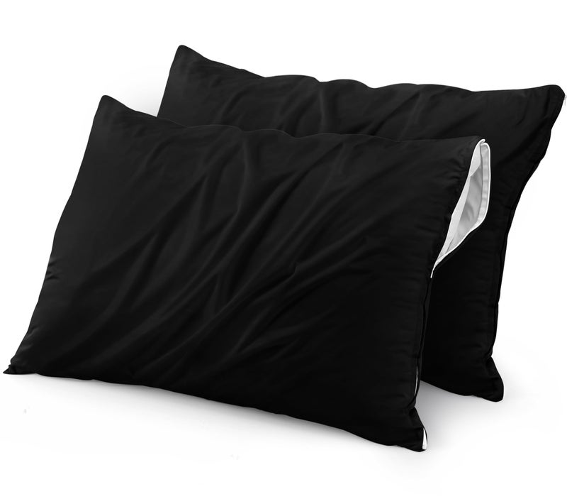 Utopia Bedding Waterproof Pillow Protectors Zippered Queen Size (2 Pack, Black), Zippered Pillowcases, Bed Bug Proof Pillow Encasement Covers 20 x 28 Inches - Image 1