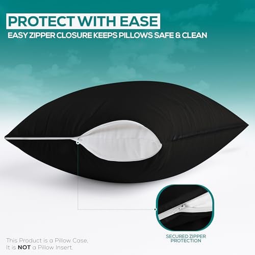 Utopia Bedding Waterproof Pillow Protectors Zippered Queen Size (2 Pack, Black), Zippered Pillowcases, Bed Bug Proof Pillow Encasement Covers 20 x 28 Inches - Image 4