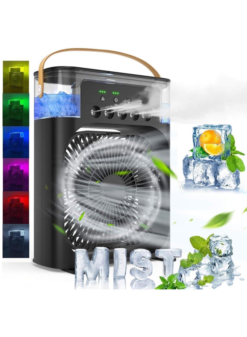 Generic Portable Humidifier Fan Misting Fan Air Conditioner Household Small Air Cooler Hydrocooling Portable Air Adjustment 3 Speed Fan,USB Electric Fan LED Night Light(Black)  - Image 1