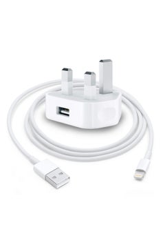 3-Pin USB Power Adapter For Apple iPhone With Type C to Lightning Cable  -  White