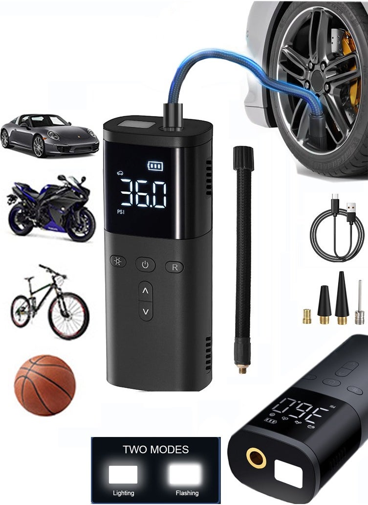 CSIRO Tire Inflator Portable Air Compressor, Cordless Super Fast Inflation Air Pump for Car Tires Fully Charged in 10 Seconds, Fast Inflation Small Tire Pump with LED Light for Car Bicycle Motor Ball  - Image 1