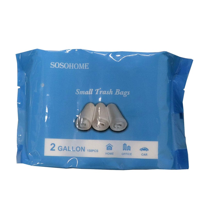 SOSOHOME 2 Gallon Small Trash Bags, Clear, 150 Counts/ 3 Rolls - Image 3