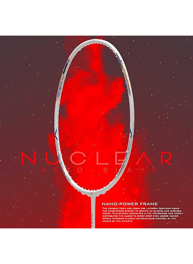HUNDRED - NUCLEAR 72 Carbon Fibre Unstrung Badminton Racket with Full Racket Cover | For Professional Players | 72 grams | Maximum String Tension - 32lbs - Image 1