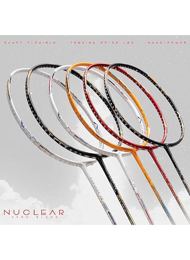 HUNDRED - NUCLEAR 72 Carbon Fibre Unstrung Badminton Racket with Full Racket Cover | For Professional Players | 72 grams | Maximum String Tension - 32lbs - Image 1