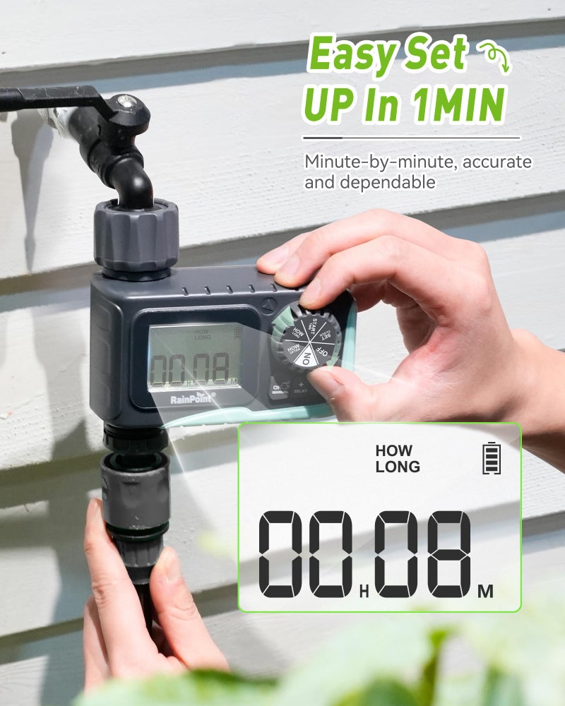 RAINPOINT Sprinkler Timer Outdoor, Water Timer for Garden Hose, Programmable Watering Irrigation Timer with Rain Delay/Manual, V2, 2024 Release(Plastic) - Image 4