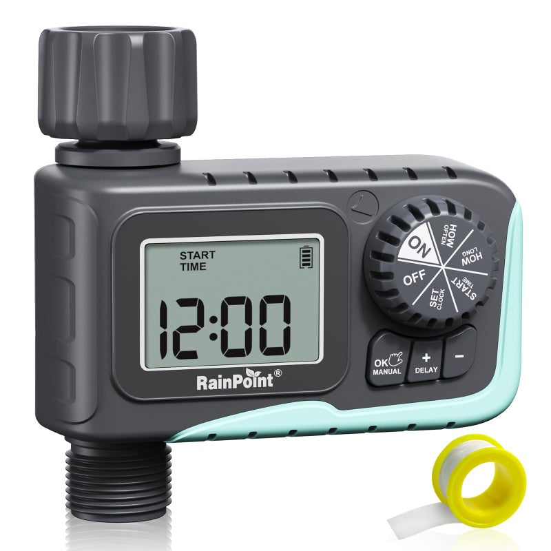 RAINPOINT Sprinkler Timer Outdoor, Water Timer for Garden Hose, Programmable Watering Irrigation Timer with Rain Delay/Manual, V2, 2024 Release(Plastic) - Image 1