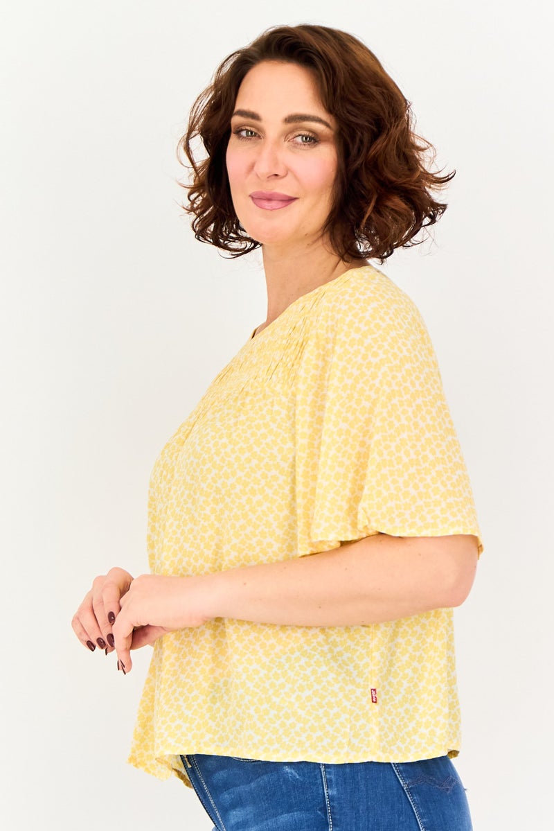 Levi's Women Round Neck Allover Print Short Sleeve Top, Multicolor - Image 3