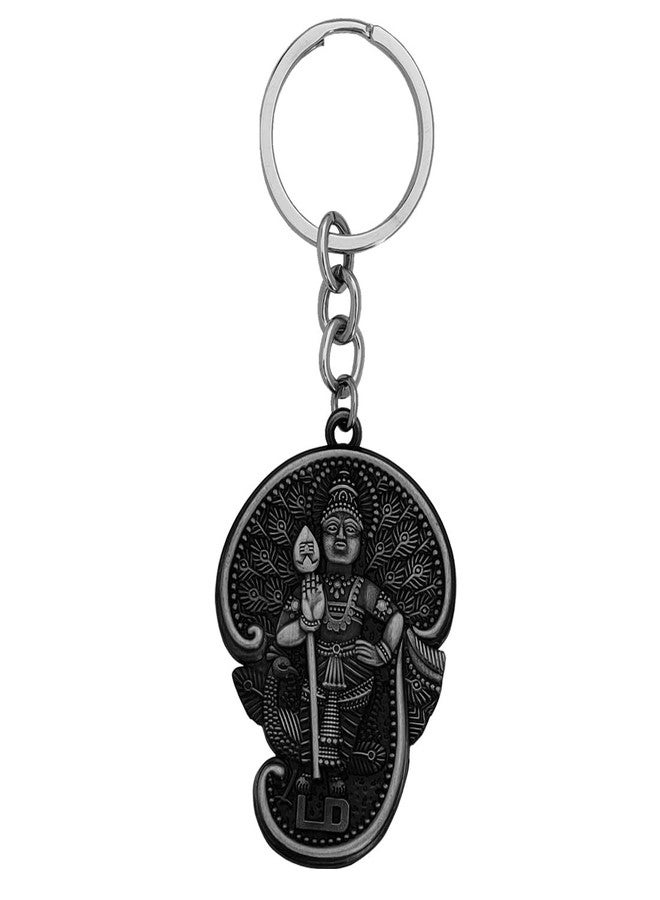 M Men Style Tamil Om Murugan Kartikeya Kumara Kumaraswami Subrahmanyam Locket With Chain Grey Zinc Metal 00 Keychain And Keyring Gift For Men And Women - Image 2
