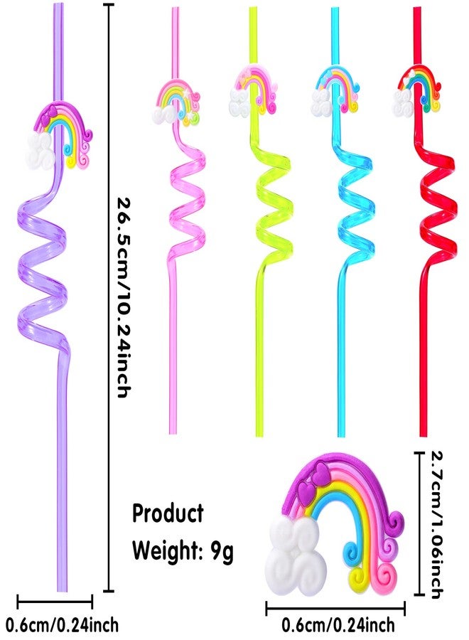 Tivcck 25 Reusable Colorful Rainbow Drinking Straws - Fun Rainbow Cloud Birthday Party Favors for Kids - Image 2