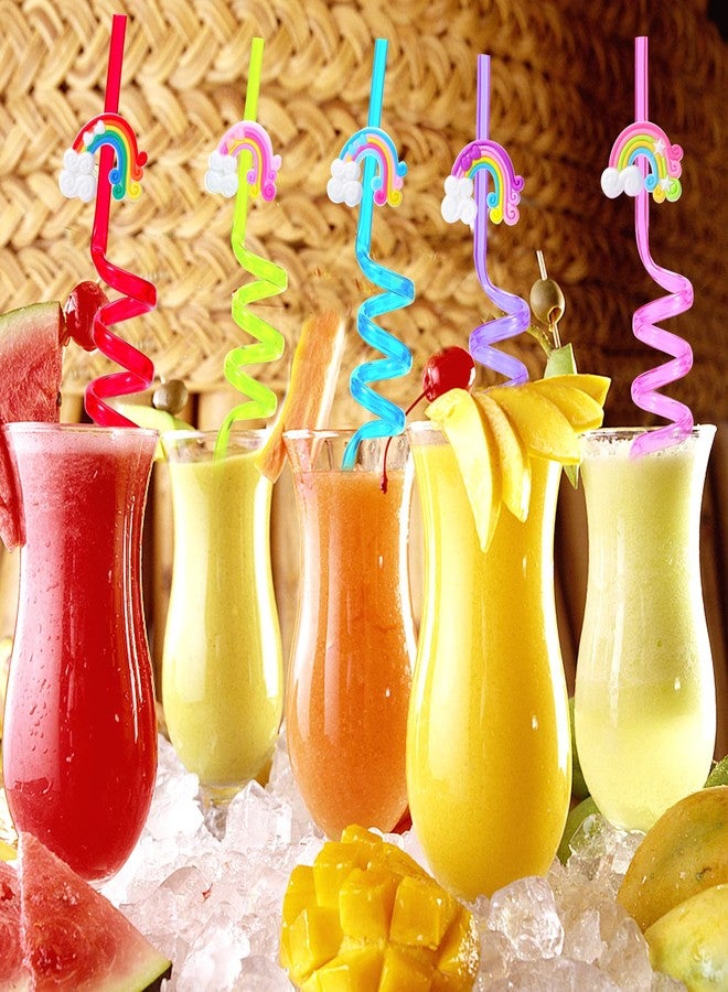 Tivcck 25 Reusable Colorful Rainbow Drinking Straws - Fun Rainbow Cloud Birthday Party Favors for Kids - Image 5