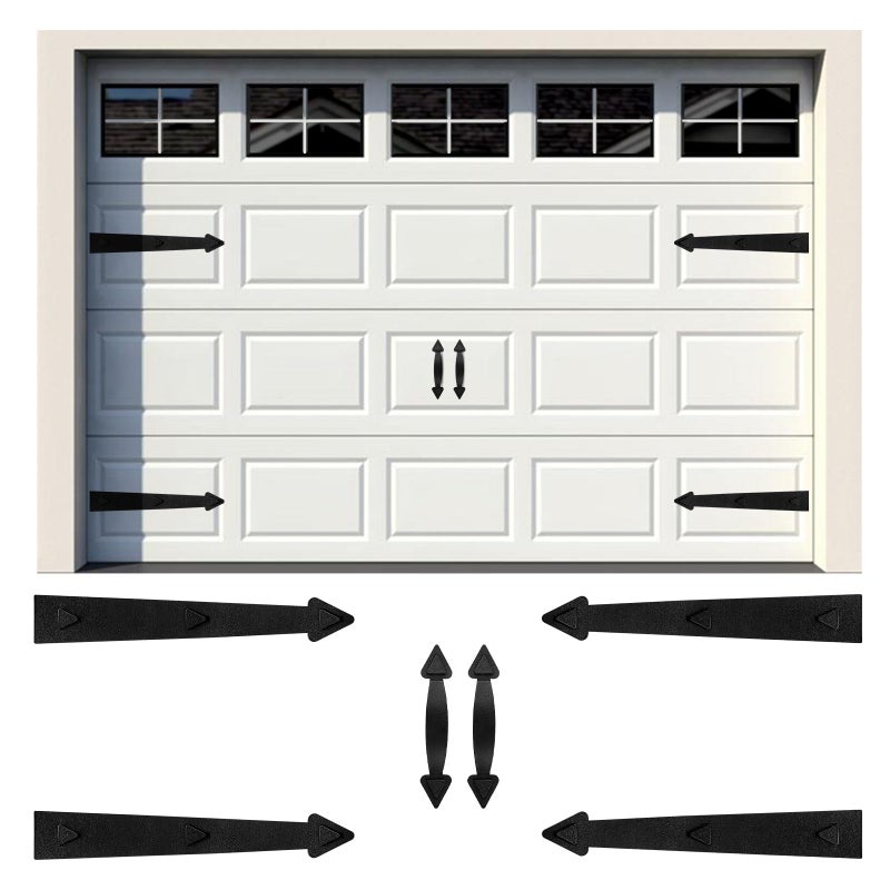 RHULKRUI Magnetic Garage Door Hardware,Magnetic Garage Door Handles,Garage Door Decorative Magnetic for Iron Door,4 Magnetic Hinges + 2 Magnetic Handles for Garage Doors (Classics Style) - Image 1