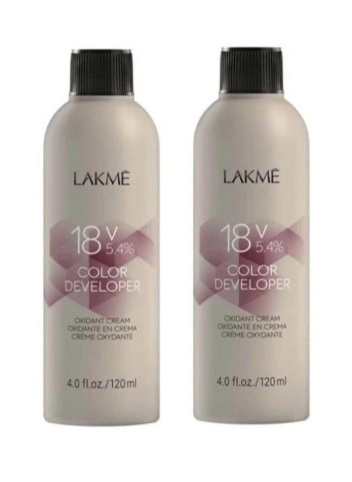 LAKME - 2 Pieces of Lakme 18V 5.4% Color Developer - 120 ml - Image 1