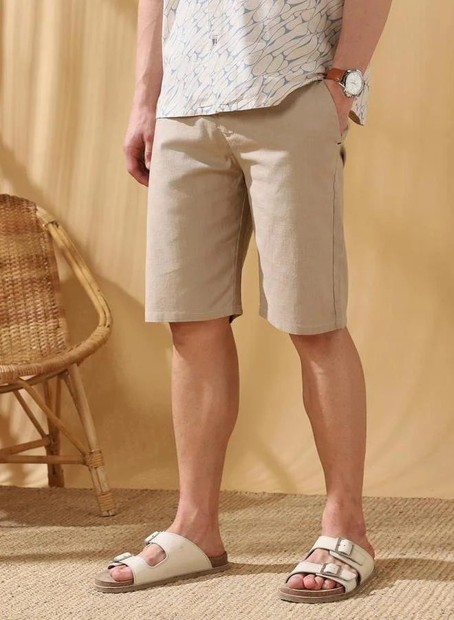 دينيس لينغو شورت قطني سادة كاجوال بقصة عادية