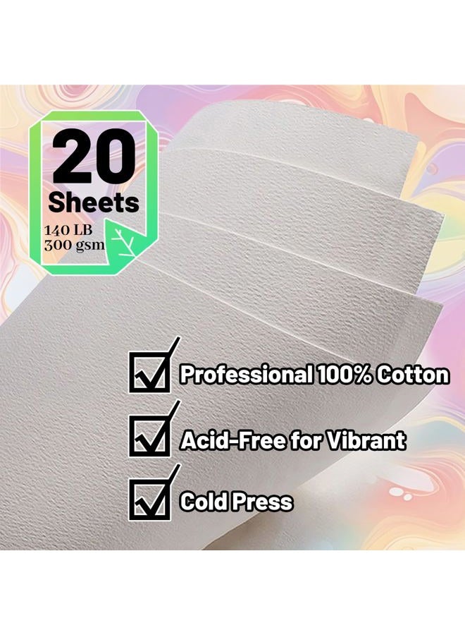 bositigo Professional Watercolor Sketchbook with 6-Ring Binder, 20 Sheets 300GSM/140lb 100% Cotton Acid-Free Cold Press Paper, 9.25" x 6.3" Textured Art Journal for Artists, Students & Adults (Blue) - Image 3