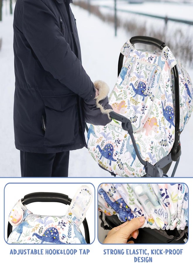 Pea Pod Winter Baby Car Seat Cover for Newborn, Warm Infant Car Seat Canopy Covers with 2 Layers Windows of Breathable Mesh/Fabric, Lightweight Polyester/Thick Minky Dot Backing, Universal Fit - Image 4