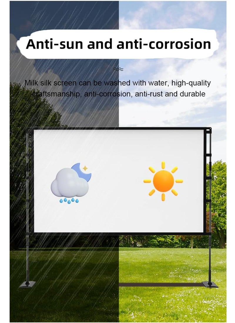 XiuWoo Projector Screen with Stand 120 Inch Projector Screen Portable Indoor Outdoor Projection Screen 16:9 4K HD Wrinkle-Free Lightweight Movie Screen with Carry Bag for Backyard Movie Night  - Image 4