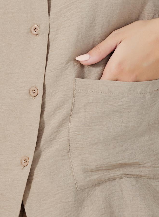 Styli Front Double Pockets Shirt & Pants Pyjama Set  - Image 3